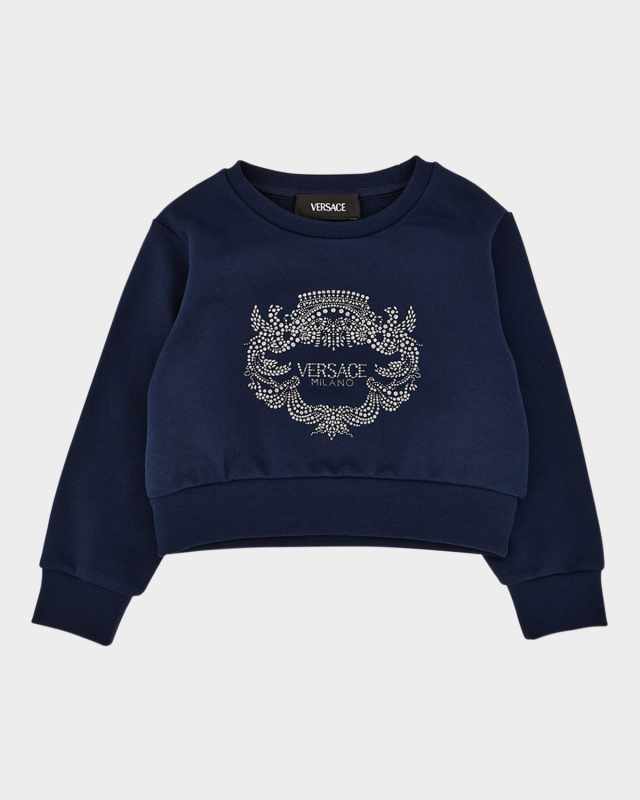 Girl's Sweatshirt W/ Embellished Logo Crest, Size 2-5